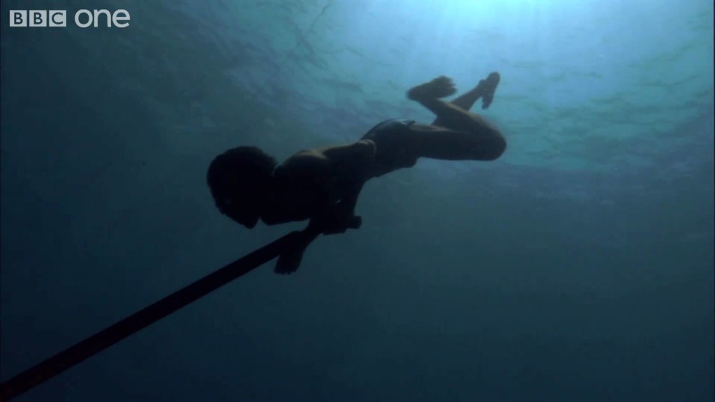 Walking on the sea bed.